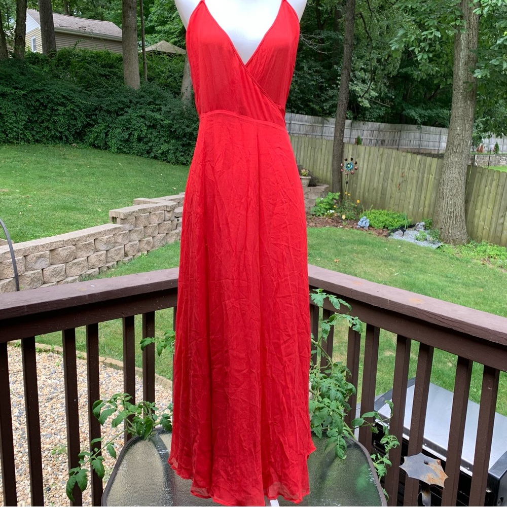 Frame Womens Red 100% Silk Wrap Maxi Dress Size M Medium